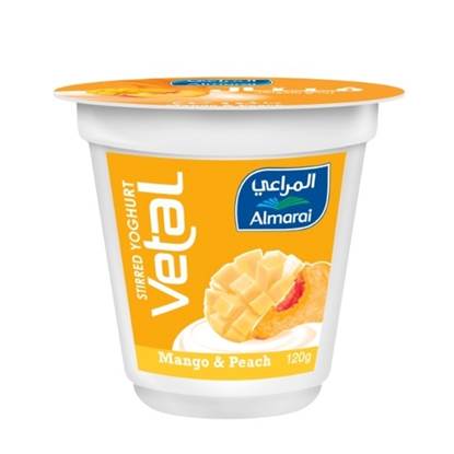 Picture of ALMARAI YOGHURT VETAL STIRRED MANGO & PEACH 120G