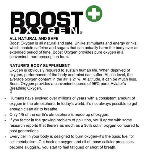 Picture of Boost Oxygen Menthol-Eucalyptus scented 95% Pure Supplemental Oxygen in a Portable Canister, 9 Liters